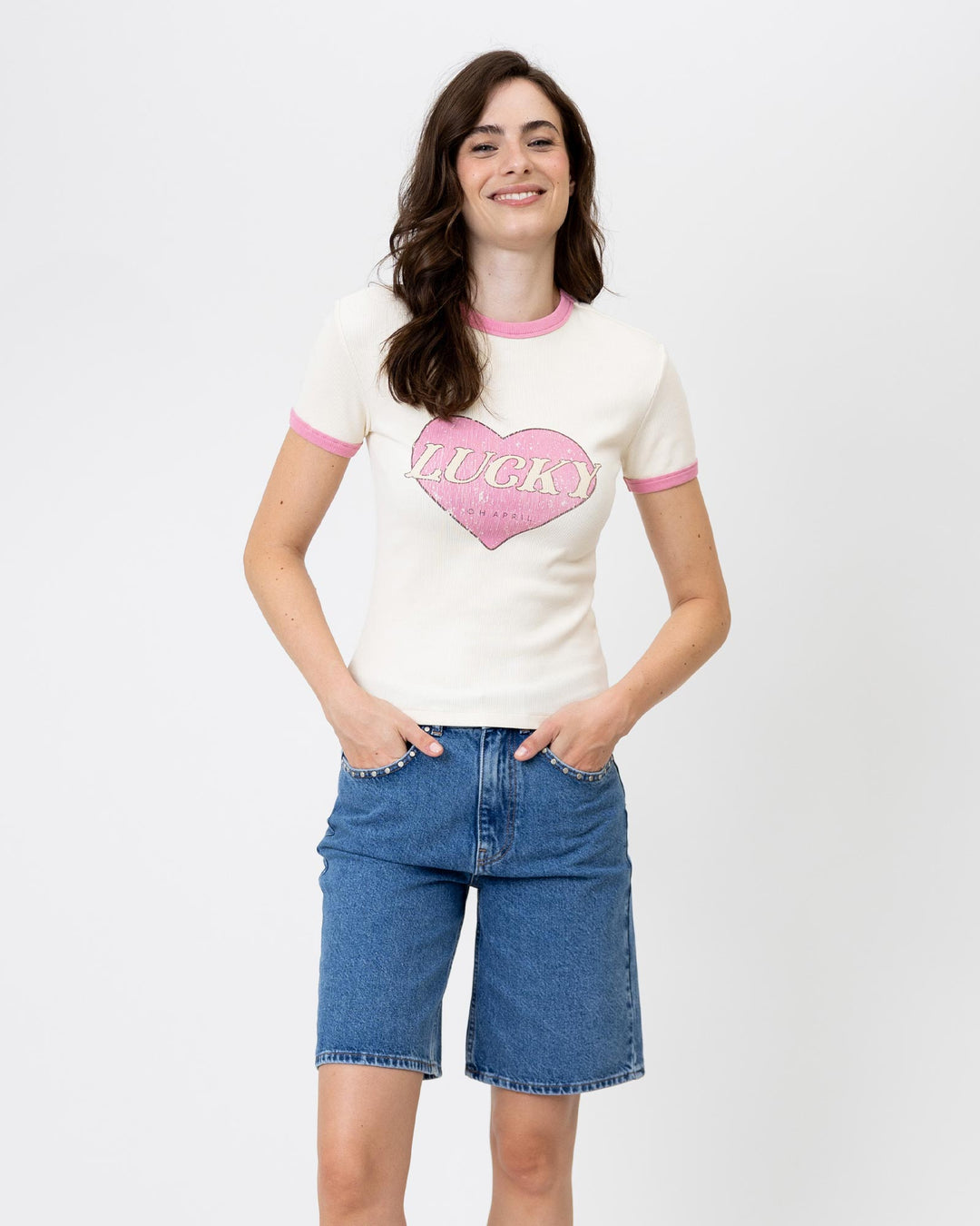 Regular T-Shirt Lucky Heart Off White