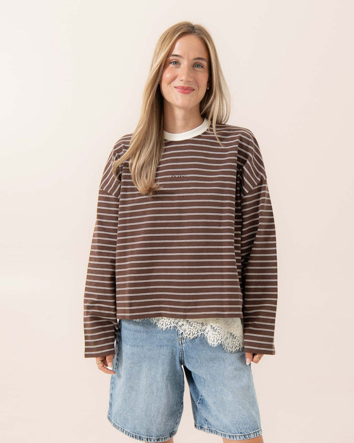 OH APRIL Longsleeve Regular Longsleeve Dark Brown Stripe