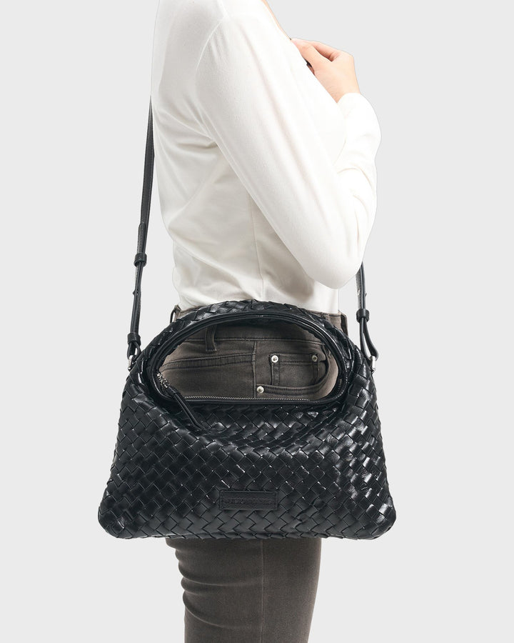 Les Visionnaires Handtasche Sadie Weave Glossy Black – Bild 5