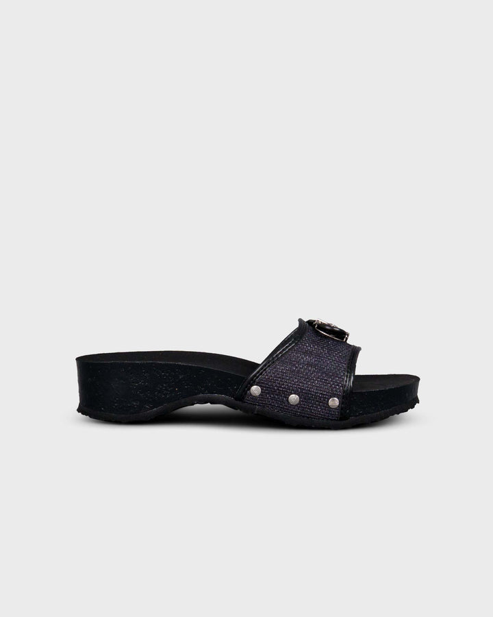 Pescura Heel Cork Rafia Black