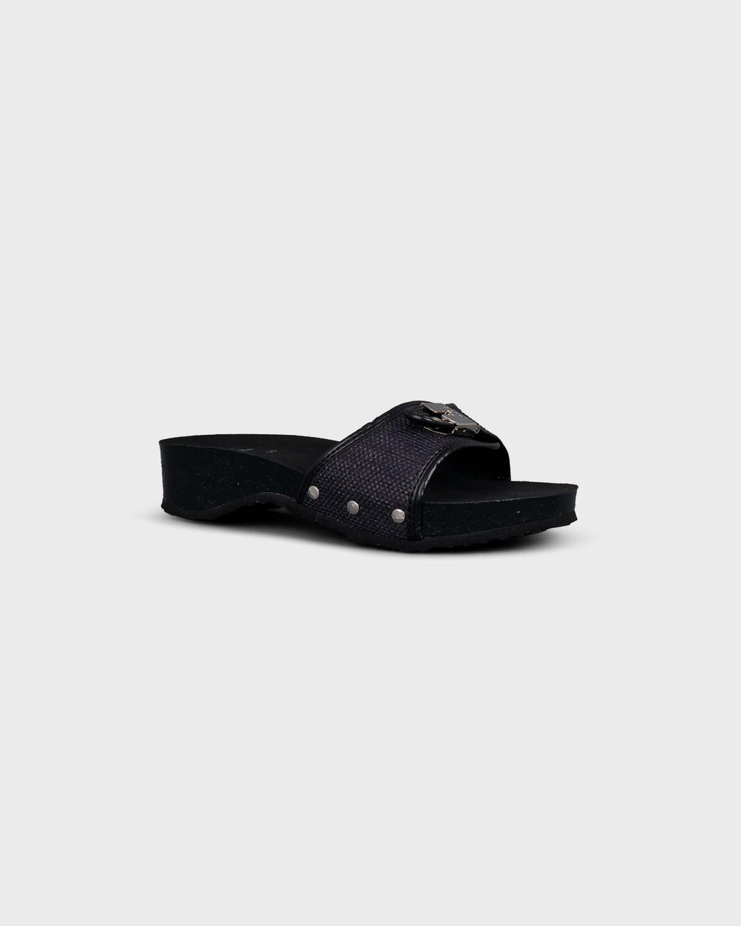 Pescura Heel Cork Rafia Black