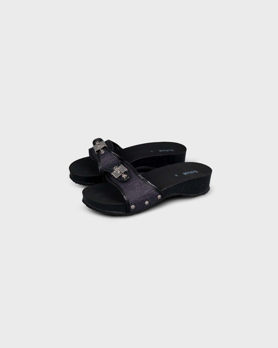 Pescura Heel Cork Rafia Black