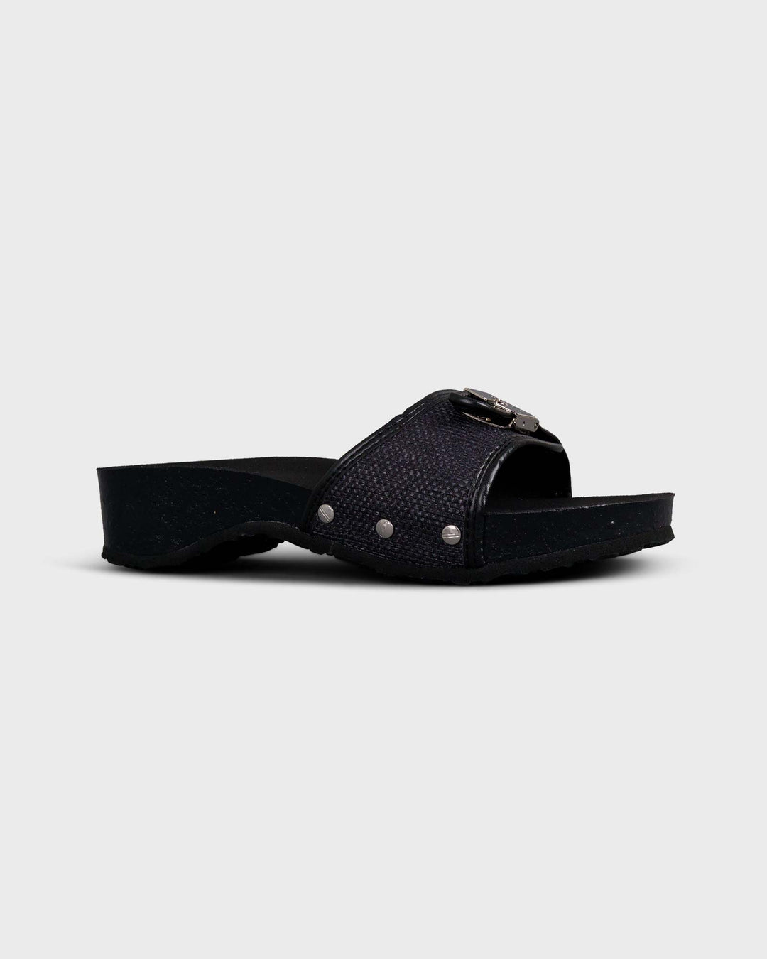 Pescura Heel Cork Rafia Black