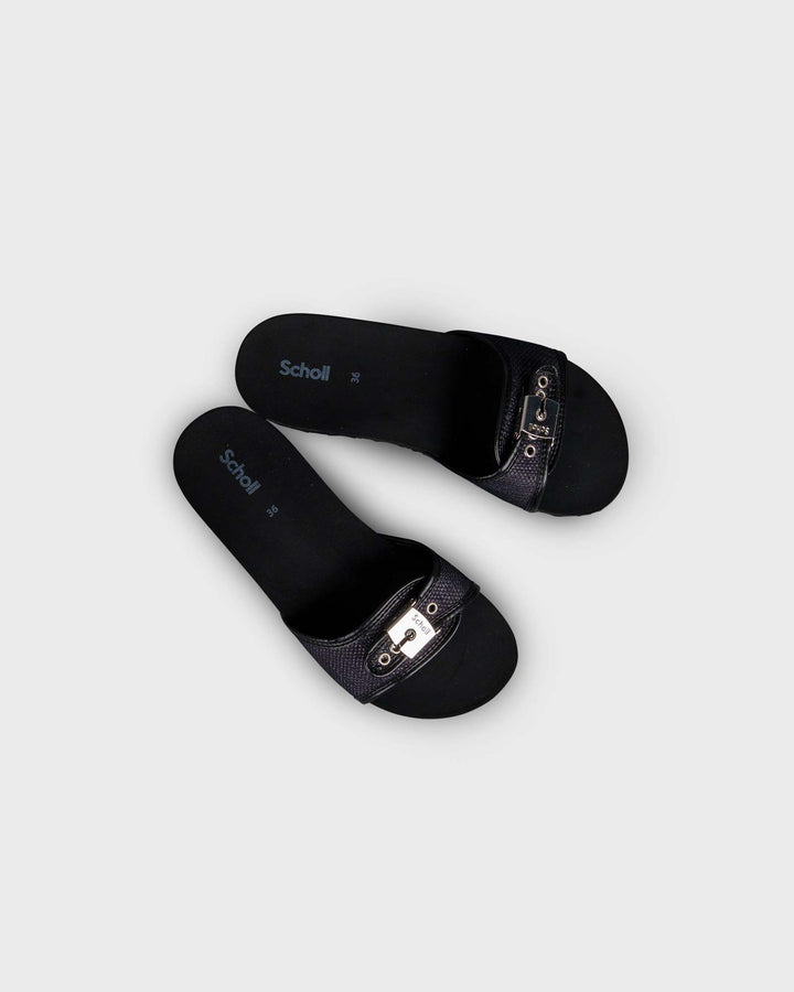 Pescura Heel Cork Rafia Black