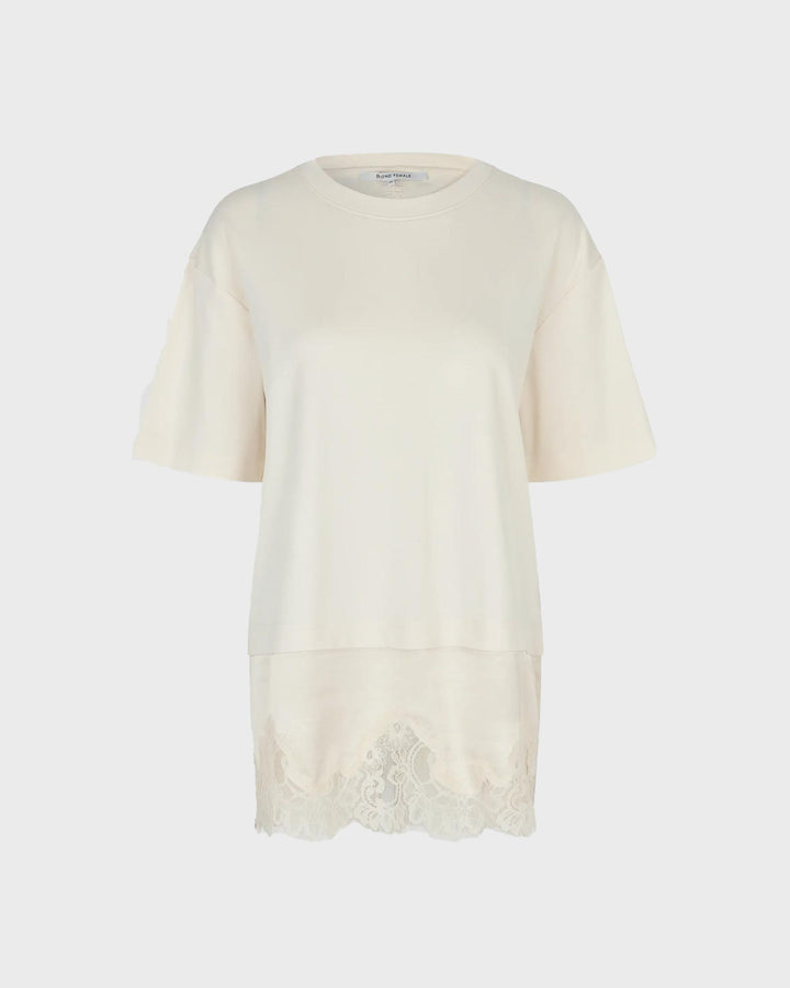 Vaccara Lace Tee Egret