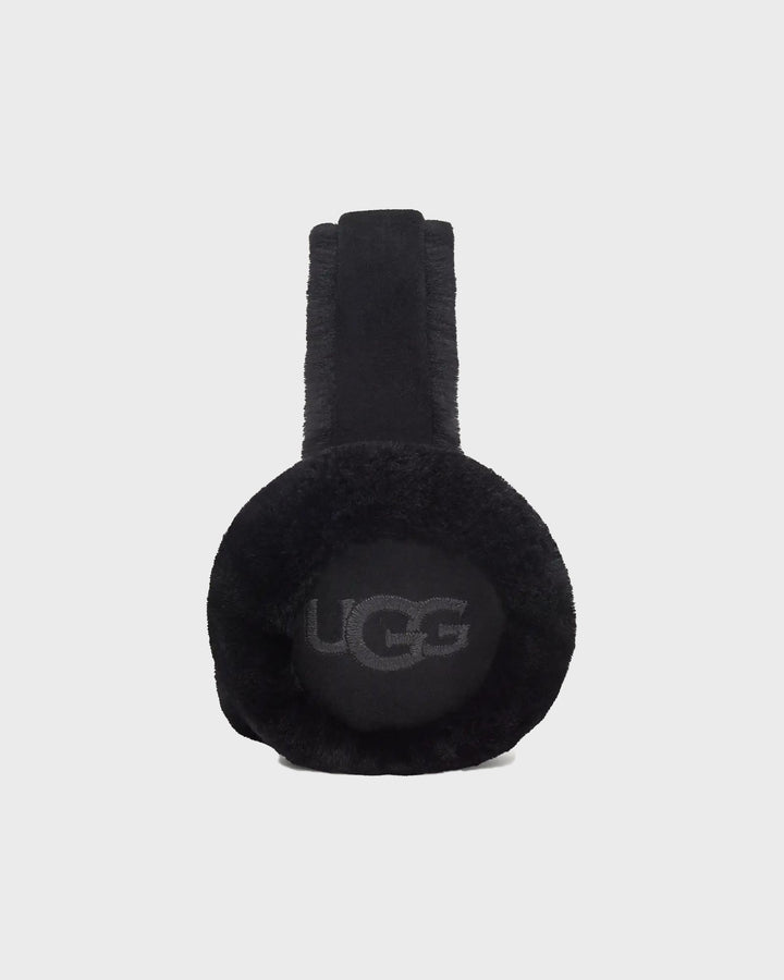 Sheepskin Embroidery Earmuff Black