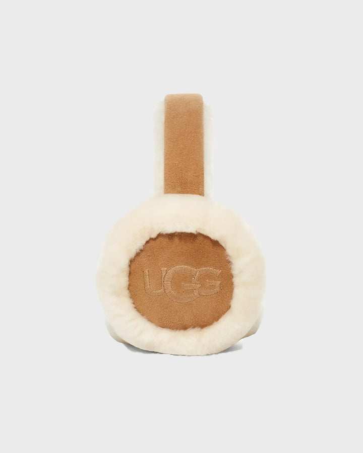 Sheepskin Embroidery Earmuff Chestnut