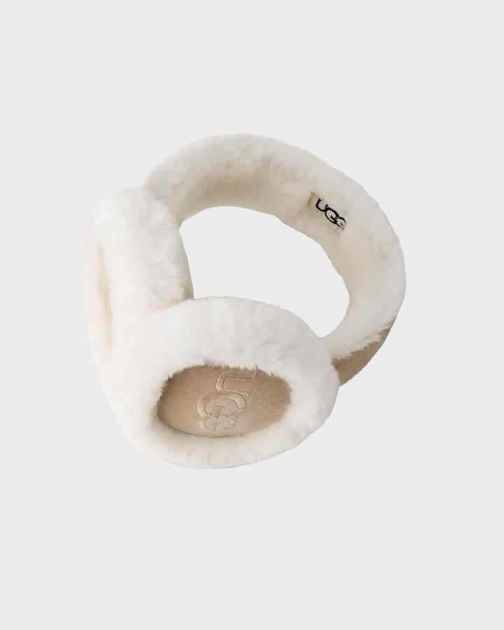 Sheepskin Embroidery Earmuff Sand