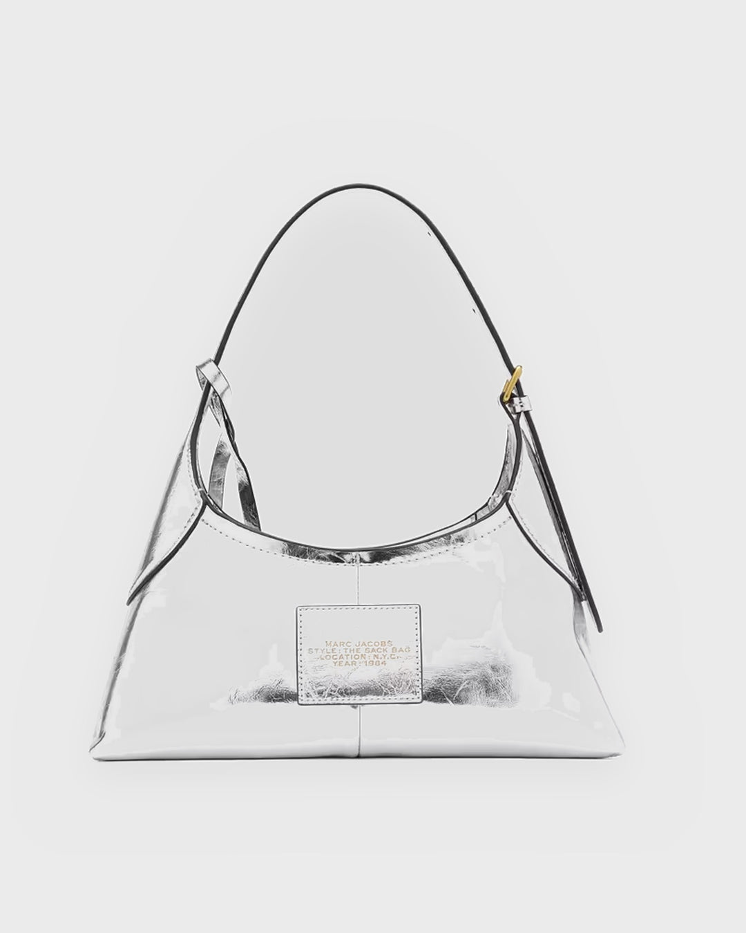 Marc Jacobs Handtasche Small Belted Sack Metallic Crinkle Silver – Bild 2
