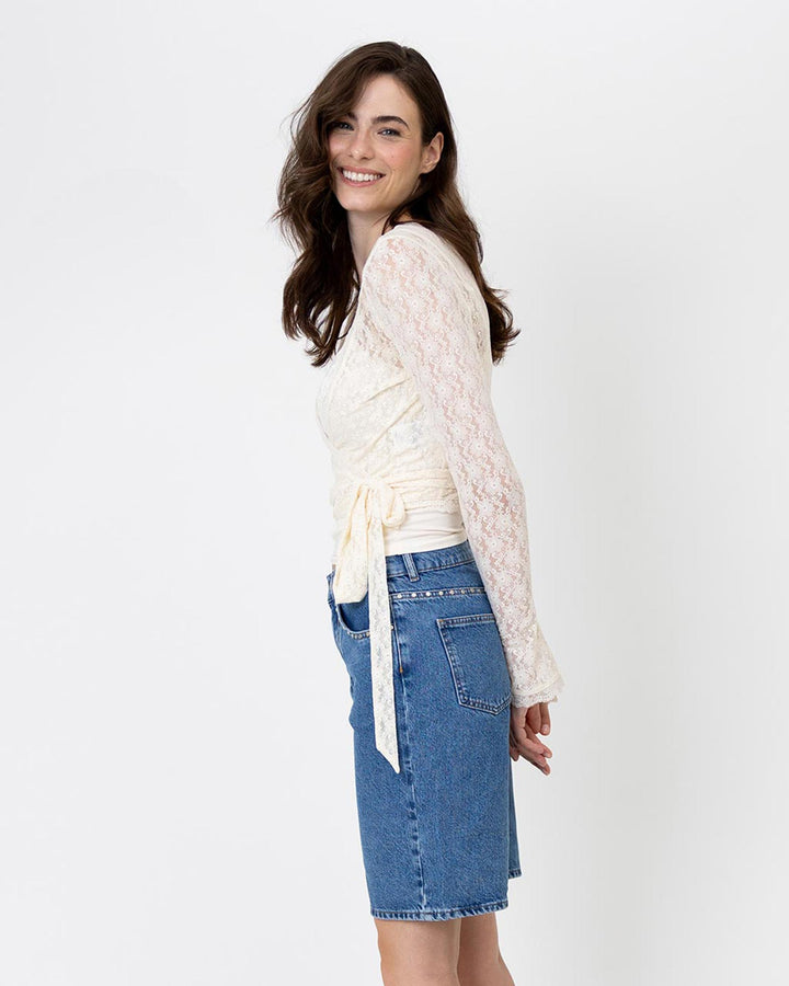 Sylva Lace Wrap Cardigan Off White