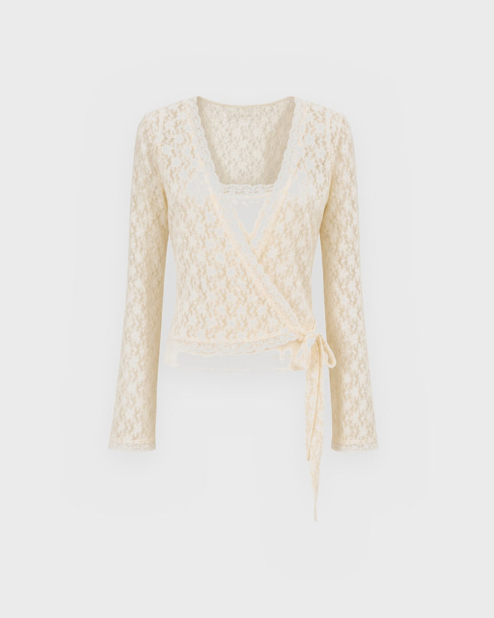 OH APRIL Cardigan Sylva Lace Wrap Cardigan Off White