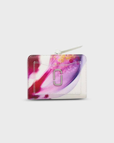 The Floral Leather Mini Compact Wallet White Multi myMEID