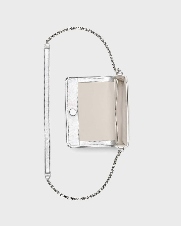 The Metallic Leather Chain Mini Bag Silver