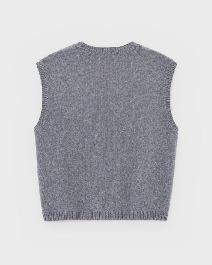 OH APRIL Weste Tove Slim Fit Knit Vest Grey Melange – Bild 2