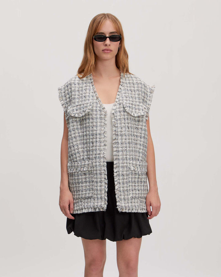 Umina Vest Off White / Grey Tweed
