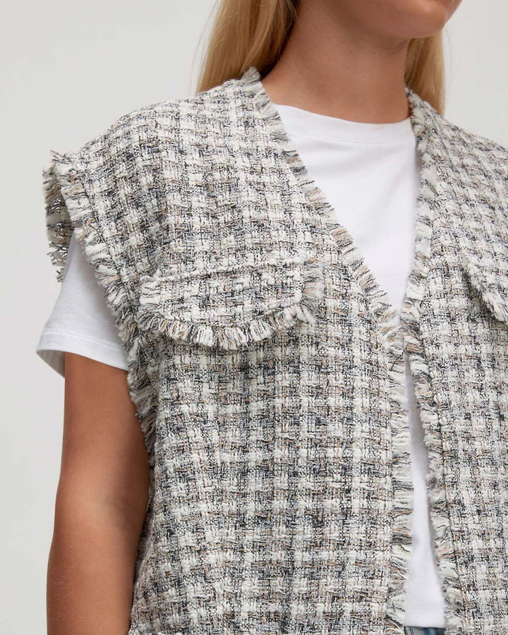 Umina Vest Off White / Grey Tweed