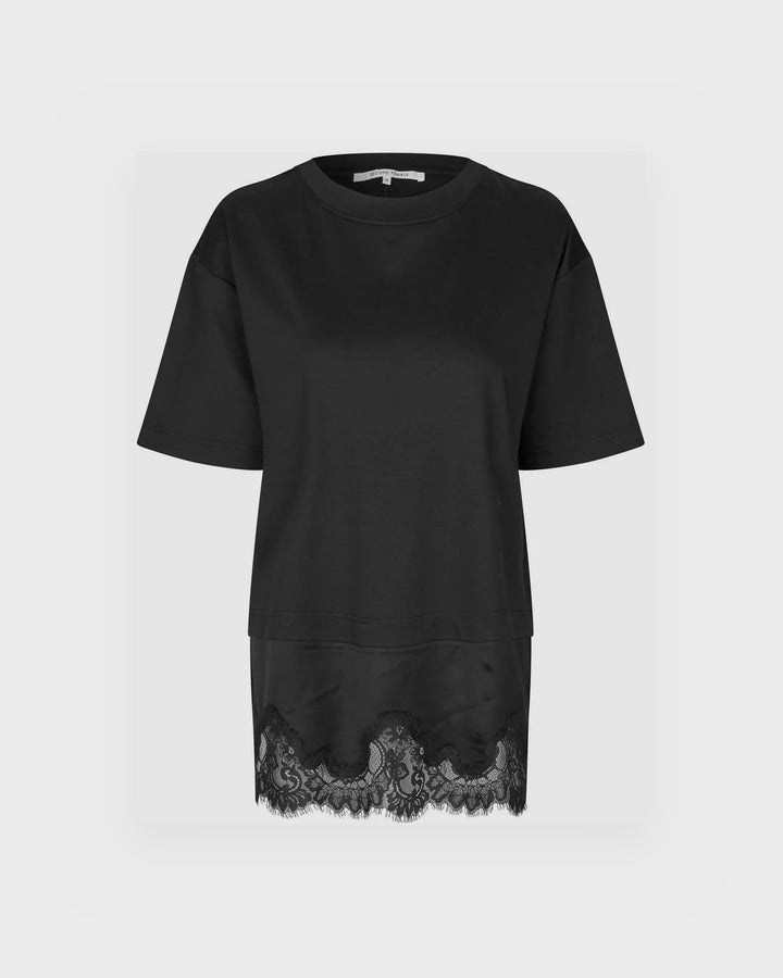 Second Female T-Shirt Vaccara Lace Tee Black