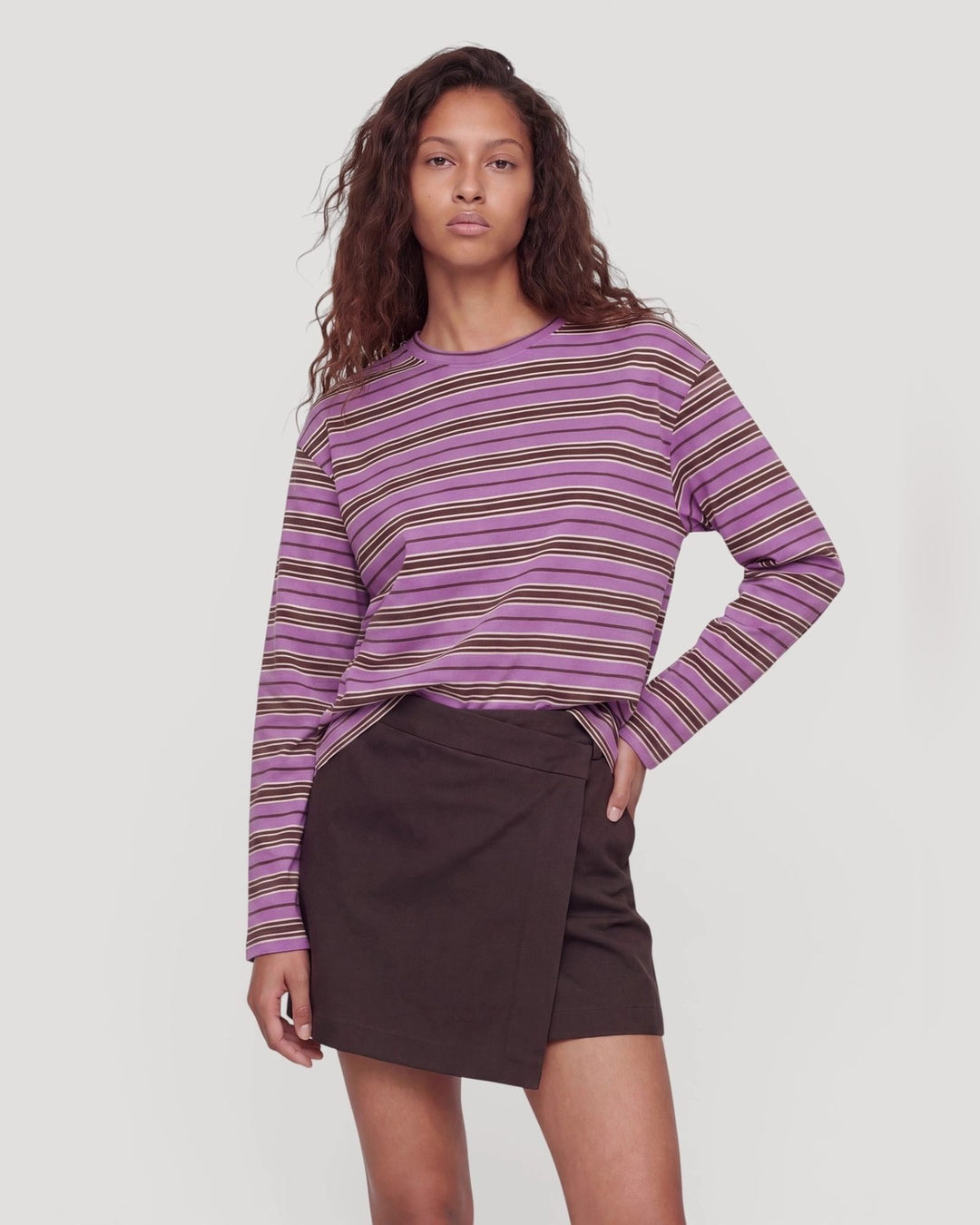 EDITED Longsleeve Verlee Longsleeve Stripes Coffee, Lavender, Egret – Bild 4