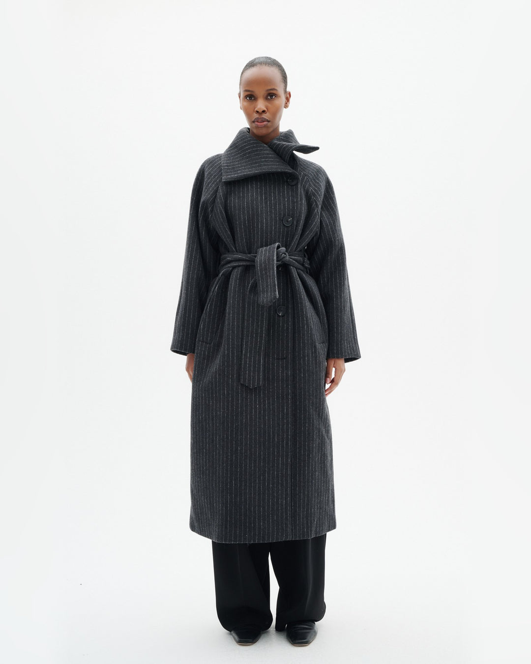 InWear Mantel Zorahiw Long Coat Pinstriped Dark Grey – Bild 3