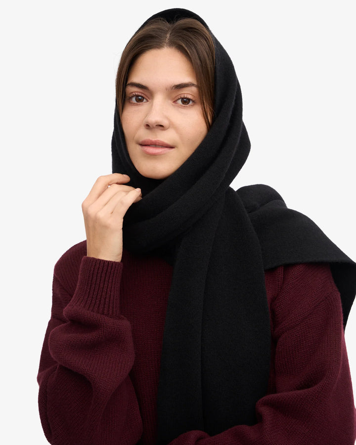 Merino Wool Scarf Deep Black