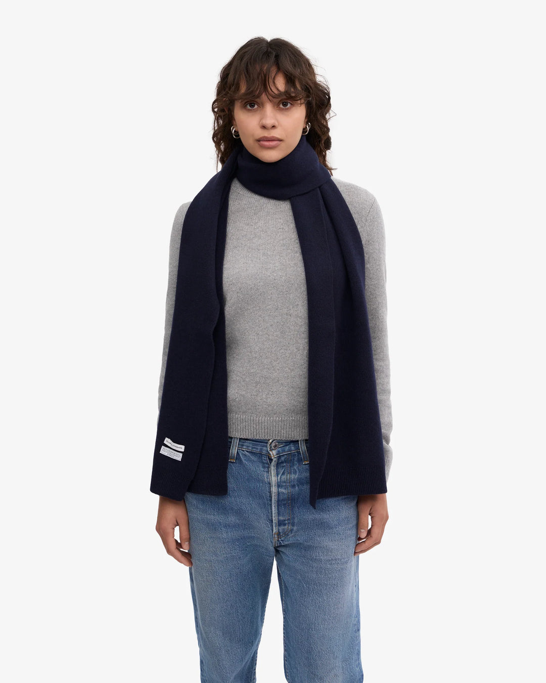 Merino Wool Scarf Navy Blue
