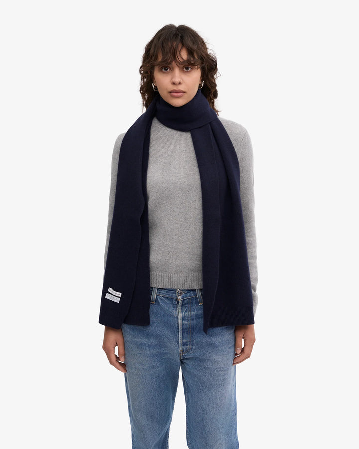 Merino Wool Scarf Navy Blue