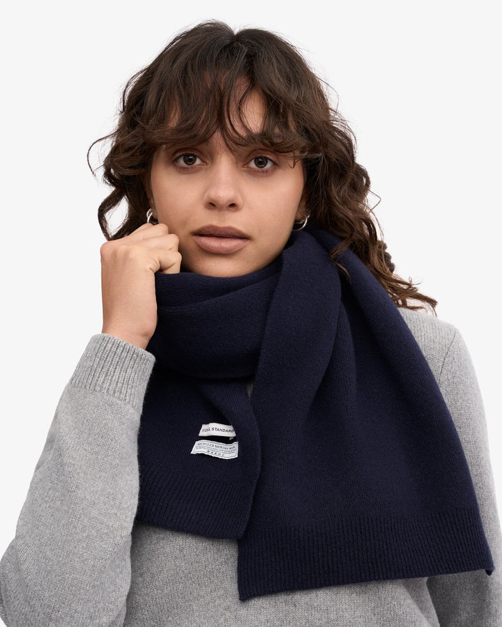 Merino Wool Scarf Navy Blue