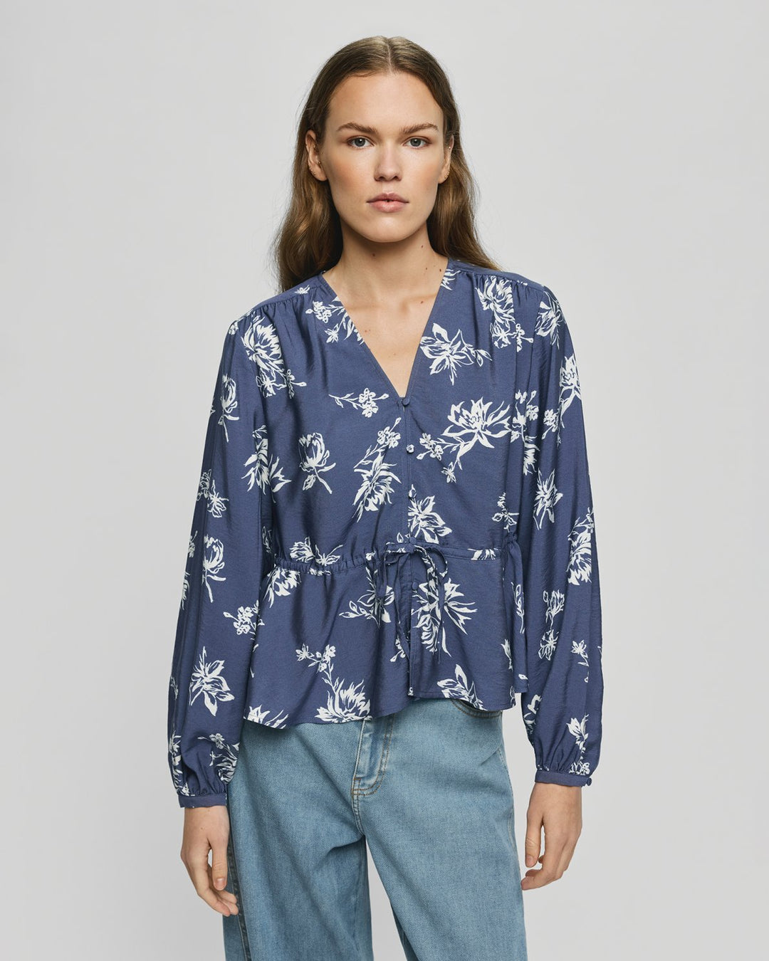 MSCHAndenaAmabella Shirt V Indigo Flower