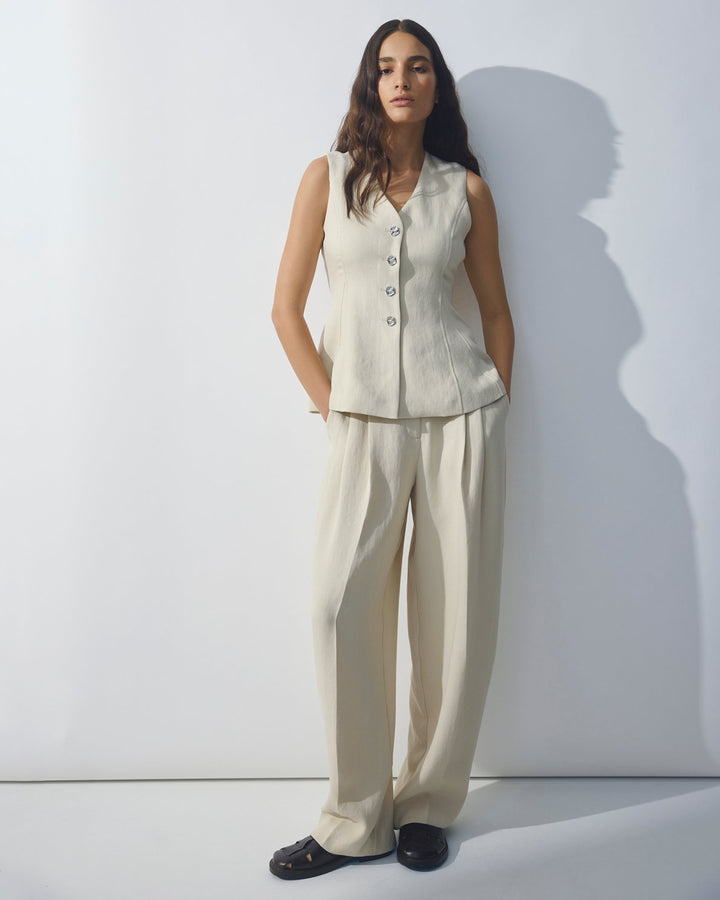 MSCHEsterianeSilver Waistcoat Oatmeal Melange