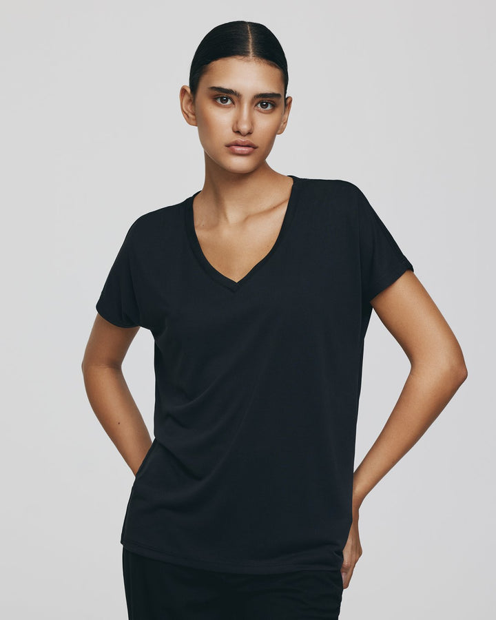 MSCHFenya Modal V Neck Tee Black