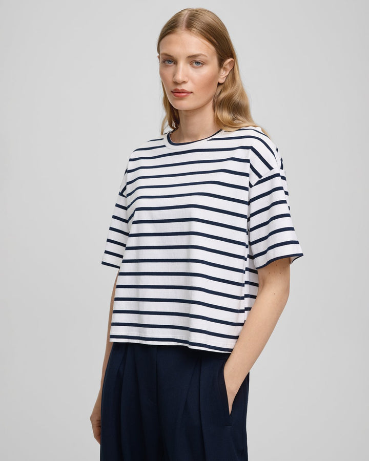 MSCHLeana Tee Stripe Egret/Sky Captain