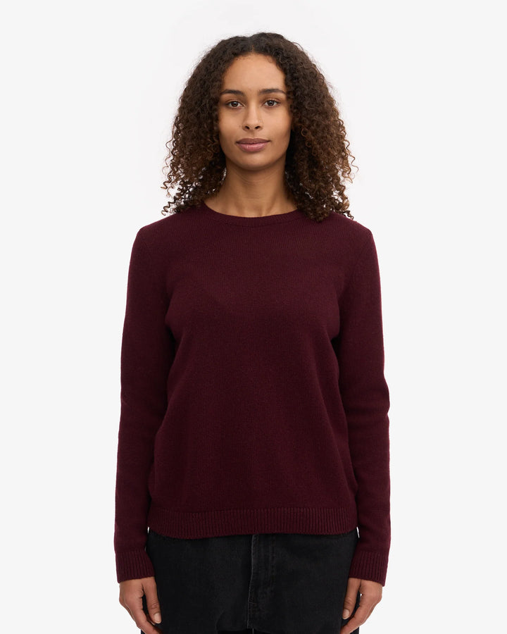 Classic Merino Wool Crew Oxblood Red