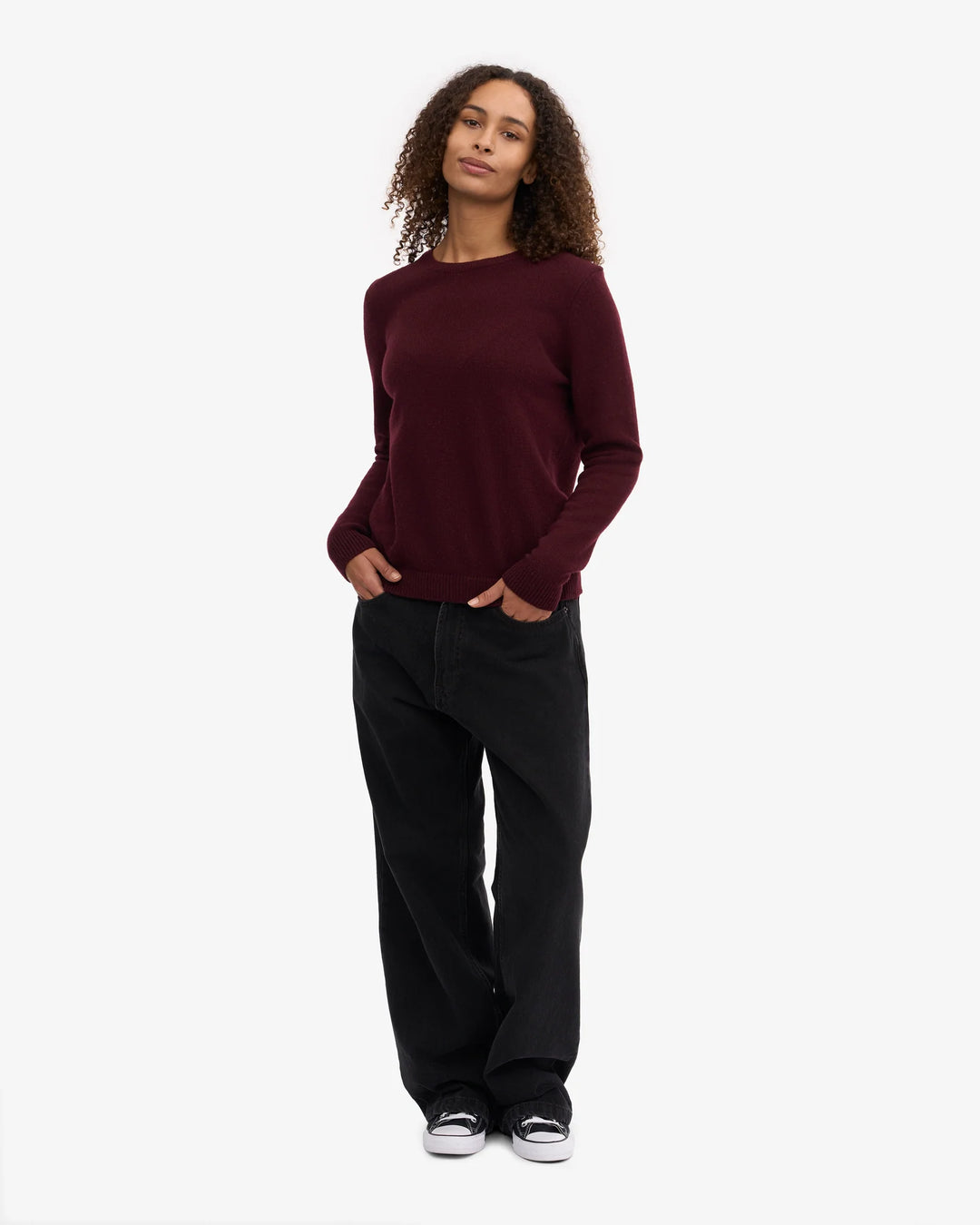 Classic Merino Wool Crew Oxblood Red