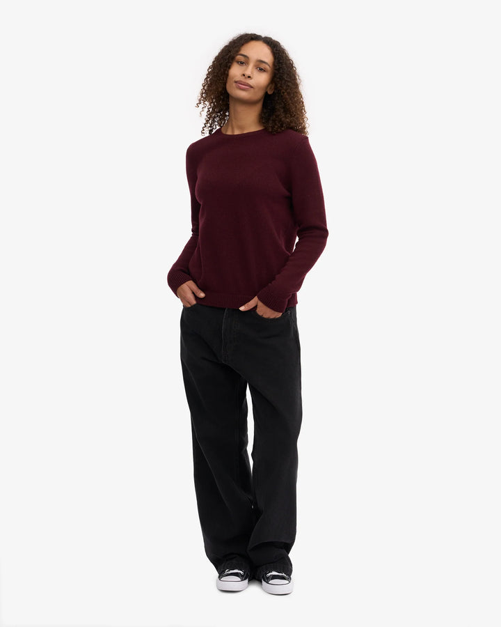 Classic Merino Wool Crew Oxblood Red